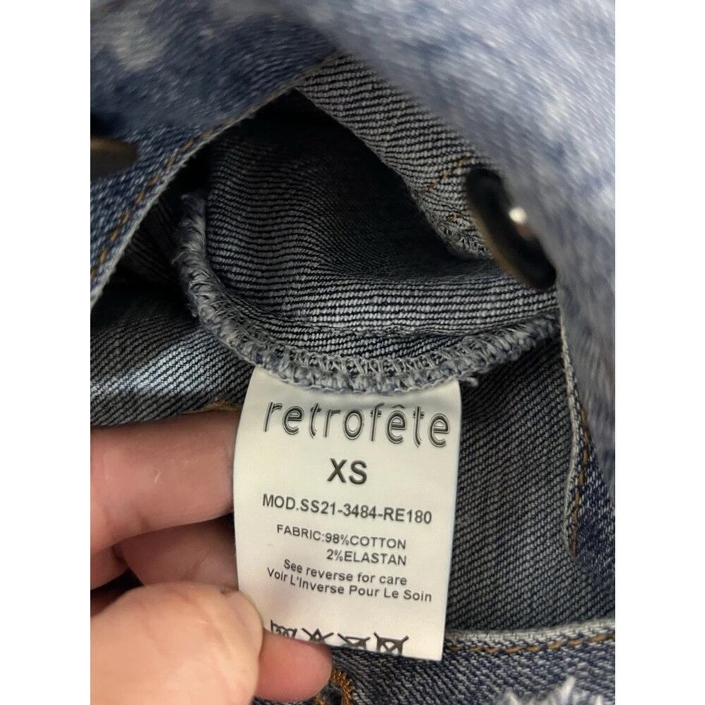 Retrofete Phoebe Blue Denim Romper Puff Sleeve Belted Size XS - Picture 6 of 7
